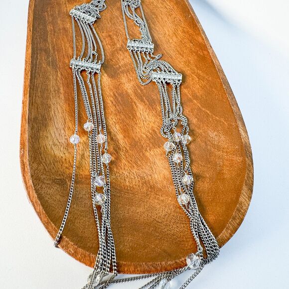 Vintage Multi-Strand Chain and Crystal Statement Necklace - Boho Glam - Picture 4 of 10